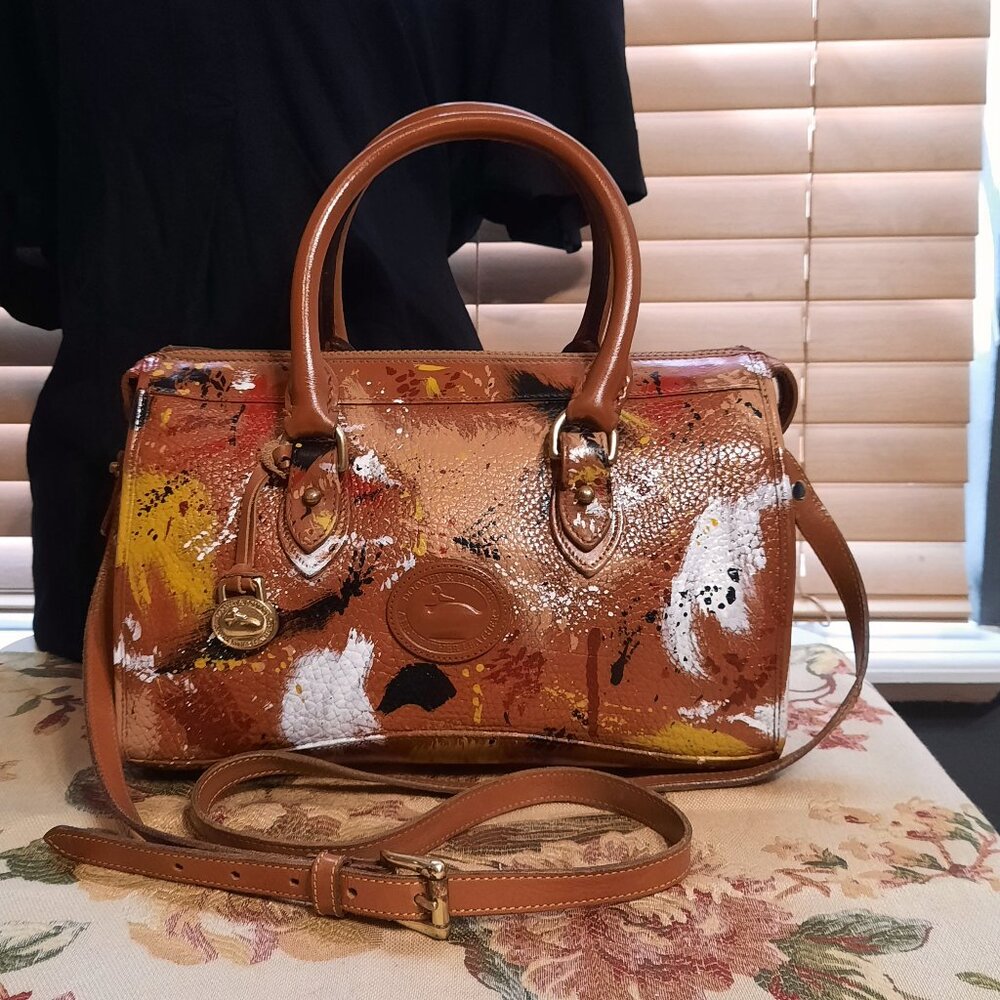 Vintage Dooney & Bourke Dipinta Inspired Hand Painted Satchel Shoulder Bag